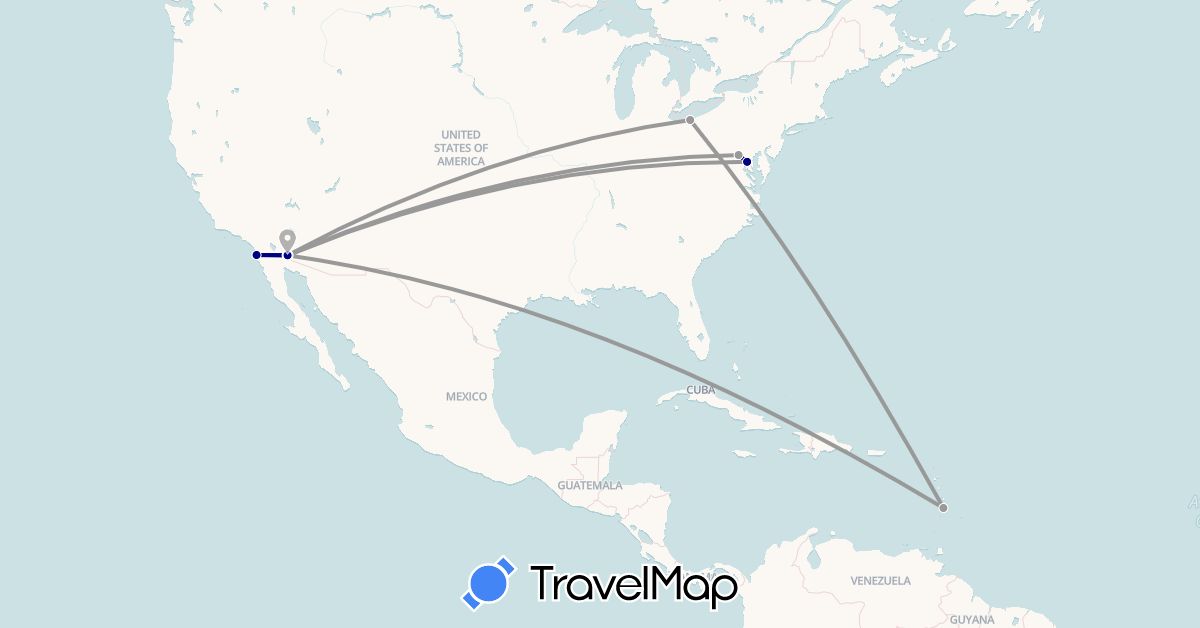 TravelMap itinerary: driving, plane in Saint Lucia, United States (North America)